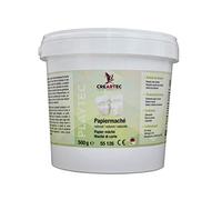 Creartec Papel maché - 500 g en práctico cubo de plástico - pasta de modelado seco a base de celulosa - secado al aire y se puede teñir - para máscaras, decoración, formas huecas y proyectos de