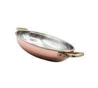 CREARTISTIC Cacerola antiadherente de cobre puro estañado - 31 x 22 cm h 6cm 2,5 L - Pequeñas y grandes dimensiones - Con 2 asas de latón de 4cm - Cazo para servir - Fabricado en Italia - Hecho a mano