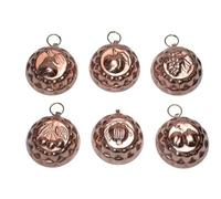 CREARTISTIC Juego de 6 Adornos para el Hogar de Cobre Puro - Forma de Fruta, 11x11 cm, También se Utiliza Como Molde para Chocolate, Pudín, Otros Postres, Objetos para el hogar - Made in Italy