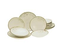 CreaTable, 14779, Serie Nature Collection Natural Living, 12-teiliges Geschirrset, Tellerset aus Steinzeug