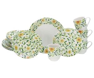 CreaTable, 16758, Serie Amarilla, 16-teiliges Geschirrset, Kombiservice aus Steingut