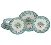 CreaTable, 16960, Serie Weihnachten Grün, 12-teiliges Geschirrset, Teller Set aus Steingut