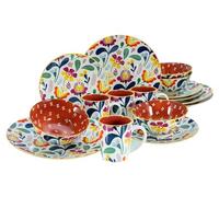 CreaTable, 17407 Serie Folklore - Vajilla de 16 piezas de gres, apta para lavavajillas y microondas, producción de calidad