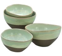 CreaTable, 19669, Serie Basalt Bowls, Salbei, 4-teiliges Geschirrset, Bowl Set aus Steinzeug, 900 + 450 ml