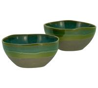 CreaTable, 19678, Serie Basalt Bowls, Oliv, 2-teiliges Geschirrset, Poke Bowl Set aus Steinzeug, 900 ml