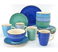 CreaTable, 20340, series Bella Casa AQUA, crockery set, combination service 16 pieces, earthenware