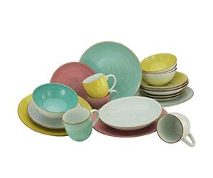 CreaTable, 20436, Vintage Nature SORBET series, crockery set, combi service 16 pieces, Porcelain