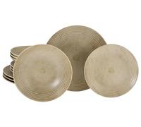 CreaTable, 21388, Serie Catania Sand, 12-teiliges Geschirrset für 4 Personen, Teller Set aus Steinzeug, spülmaschinen- und mikrowellengeeignet, Made in Portugal