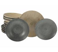 CreaTable, 21389, Serie Catania Mix, 18-teiliges Geschirrset für 6 Personen, Teller Set aus Steinzeug, spülmaschinen- und mikrowellengeeignet, Made in Portugal