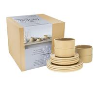CreaTable, 21524 Serie Futuro - Juego de vajilla de 12 piezas, juego de platos de gres, apto para lavavajillas y microondas, fabricado en Portugal