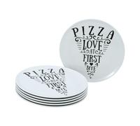 CreaTable, 21569, Pizzateller Set IN LOVE, 6-teiliges Geschirrset, Pizzateller aus Porzellan