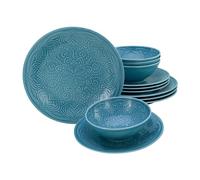 CreaTable, 21623 Serie Orient Mandala - Juego de vajilla de 12 piezas de porcelana, apto para lavavajillas y microondas, fabricado en Europa