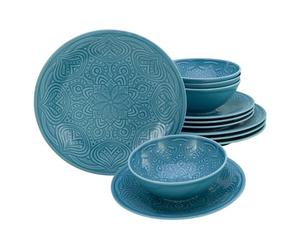 CreaTable, 21623 Serie Orient Mandala - Juego de vajilla de 12 piezas de porcelana, apto para lavavajillas y microondas, fabricado en Europa