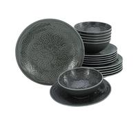 CreaTable, 21627 Serie Orient Mandala - Juego de vajilla de 18 piezas de porcelana, apto para lavavajillas y microondas, fabricado en Europa