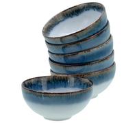 CreaTable, 21816, Serie Cascade Dipschalen Blau 300 ml, 6-teiliges Geschirrset, Dip-Schalen Set aus Steinzeug