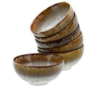 CreaTable, 21819, Serie Cascade Dipschalen Braun 300 ml, 6-teiliges Geschirrset, Dip-Schalen Set aus Steinzeug