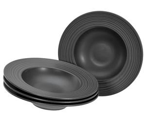 CreaTable, 21821, Serie Lava Stone black, 4-teiliges Geschirrset, Teller Set aus Steinzeug