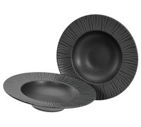 CreaTable, 21823, Serie Vesuvio black, 2-teiliges Geschirrset, Teller Set aus Steinzeug