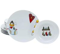 CreaTable, 21845, Serie Luna Socken, 12-teiliges Geschirrset für 6 Personen, Tafelservice aus Porzellan, spülmaschinen- und mikrowellengeeignet, Qualitätsproduktion