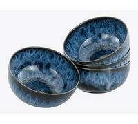 CreaTable, 21910, Serie Allround Magic Blue, 4-teiliges Geschirrset für 4 Personen, Buddha Bowl aus Steinzeug, spülmaschinen- und mikrowellengeeignet, Made in Europe