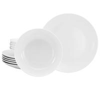 CreaTable, 21925, Serie Luna Weiss, 12-teiliges Geschirrset für 6 Personen, Tafelservice aus Porzellan, spülmaschinen- und mikrowellengeeignet, Qualitätsproduktion