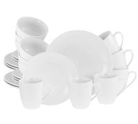 CreaTable, 21928, Serie Luna Weiss, 24-teiliges Geschirrset für 6 Personen, Kombiservice aus Porzellan, spülmaschinen- und mikrowellengeeignet, Qualitätsproduktion