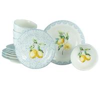 CreaTable, 21951, Serie Lemoncello, 12-teiliges Geschirrset für 4 Personen, Tafelservice aus Steinzeug, spülmaschinen- und mikrowellengeeignet, Qualitätsproduktion