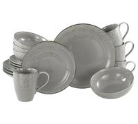 CreaTable, 22410, Serie Nature Collection Stone, 16-teiliges Geschirrset für 4 Personen, Kombiservice aus Porzellan, spülmaschinen- und mikrowellengeeignet, Qualitätsproduktion