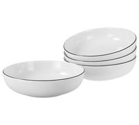 CreaTable, 22558, Serie Allround Black Line, 4-teiliges Geschirrset für 4 Personen, Poke Bowl aus Porzellan, spülmaschinen- und mikrowellengeeignet, Made in Europe
