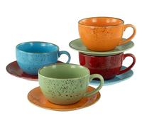 CreaTable, 22877, Serie Nature Collection Mediterran, 8-teiliges Geschirrset für 4 Personen, Cappuccino Set aus Steinzeug, spülmaschinen- und mikrowellengeeignet, Qualitätsproduktion