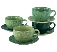 CreaTable, 22882, Serie Nature Collection Green Life, 8-teiliges Geschirrset für 4 Personen, Cappuccino Set aus Steinzeug, spülmaschinen- und mikrowellengeeignet, Qualitätsproduktion