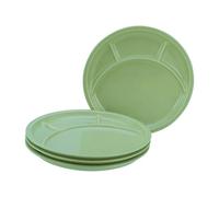 CreaTable, 22985, Serie Universal Fondueteller Grün, 4-teiliges Geschirrset für 4 Personen, Fondueteller aus Porzellan, spülmaschinen- und mikrowellengeeignet, Made in Europe