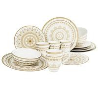 CreaTable, 23596, Serie Mandla Gold Weiss, 16-teiliges Geschirrset, Kombiservice aus Steinzeug