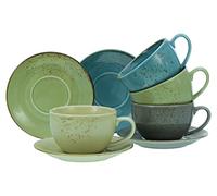 CreaTable, 23697 Serie Nature Collection - Vajilla de 8 piezas con capuchino de gres, apto para lavavajillas y microondas, producción de calidad
