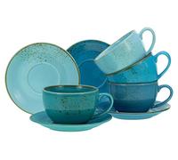 Creatable, 23699 Serie Nature Collection Aqua - Juego de tazas de café (8 piezas, cerámica, apto para lavavajillas y microondas, producción de calidad)