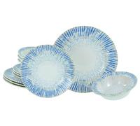 CreaTable, 23717, Serie Rondo Summertime, 12-teiliges Geschirrset für 4 Personen, Teller Set aus Steinzeug, spülmaschinen- und mikrowellengeeignet, Made in Portugal