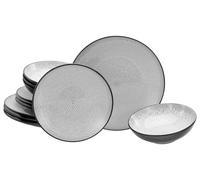 CreaTable, 23963, Serie Malmö, 12-teiliges Geschirrset für 4 Personen, Teller Set aus Steinzeug, spülmaschinen- und mikrowellengeeignet, Qualitätsproduktion