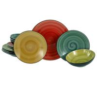 CreaTable, 23965, Serie Samoa, 12-teiliges Geschirrset für 4 Personen, Teller Set aus Steinzeug, spülmaschinen- und mikrowellengeeignet, Qualitätsproduktion