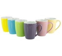 CreaTable, 23999, Serie Universal Kaffeebecher Bunt Bicolor, 6-teiliges Geschirrset für 6 Personen, Kaffeebecher aus Steinzeug, spülmaschinen- und mikrowellengeeignet, Qualitätsproduktion