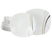 CreaTable, 24029, Serie Square City Line, 12-teiliges Geschirrset für 6 Personen, Tafelservice aus Porzellan, spülmaschinen- und mikrowellengeeignet, Qualitätsproduktion