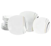 CreaTable, 24031, Serie Square City Line, 18-teiliges Geschirrset für 6 Personen, Teller Set aus Porzellan, spülmaschinen- und mikrowellengeeignet, Qualitätsproduktion