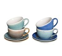 CreaTable, 24044 Serie Caldera - Vajilla de 8 piezas para 4 personas, juego de capuchino de gres, apto para lavavajillas y microondas, producción de calidad