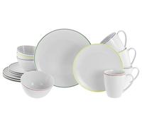 CreaTable, 24054 Luna Color Line - Vajilla de 16 piezas para 4 personas, de porcelana, apta para lavavajillas y microondas, producción de calidad