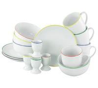 CreaTable, 24058 Luna Color Line - Vajilla de 16 piezas para 4 personas (porcelana), apta para lavavajillas y microondas, producción de calidad