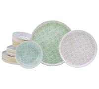 CreaTable, 24089 Serie Uno Emiliana Mix - Juego de vajilla de 12 piezas para 4 personas, juego de platos de gres, apto para lavavajillas y microondas, fabricado en Portugal