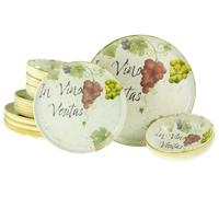 CreaTable, 24222, Serie Uno In Vino Veritas, 12-teiliges Geschirrset für 4 Personen, Teller Set aus Steinzeug, spülmaschinen- und mikrowellengeeignet, Made in Portugal