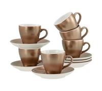 CreaTable, 24326 Serie Golden Days White - Vajilla de 12 piezas para 6 personas (gres, apto para lavavajillas y microondas, producción de calidad)