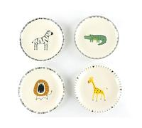 CreaTable, 24704 Serie Safari Colorido - Juego de vajilla de 4 piezas para 4 personas, juego de platos de gres, apto para lavavajillas y microondas, producción de calidad