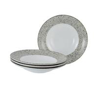 Creatable, 24708 Serie Stone Collection Génova - Vajilla de 4 piezas para 4 personas, plato de pasta de porcelana, apto para lavavajillas y microondas, fabricado en Europa