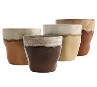 Creatable, 24739 Serie Squeezy Mocha Mousse - Juego de vajilla de 4 piezas para 4 personas, taza de té de gres, apta para lavavajillas y microondas, producción de calidad